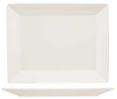 METRO Professional, platos cuadrados de porcelana blanca 33 x 26 cm, set de 4, aptos para lavavajillas, horno y microondas