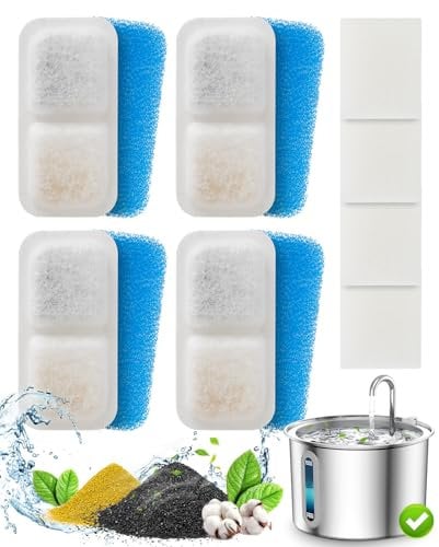 oneisall 4-Pack Ersatzfilter für Katzenbrunnen aus 304 Edelstahl, Trinkbrunnen für Katzen