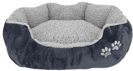 Domarex Hundebett Katzenbett 57x52x16 cm weich und flauschig - gemütliches Haustierbett mit erhöhtem Rand - Anti-Rutsch-Boden - robust, pflegeleicht - Kuschelbett für Hund & Katze - Grau/Grafit