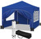 WOLTU Pavillon mit 4 Seitenteilen 4 Sandsäcke, Faltpavillon mit Halbmonddach Tragetasche, Gartenpavillon wasserfest stabil UV-Schutz, Partyzelt Outdoor höhenverstellbar, Blau