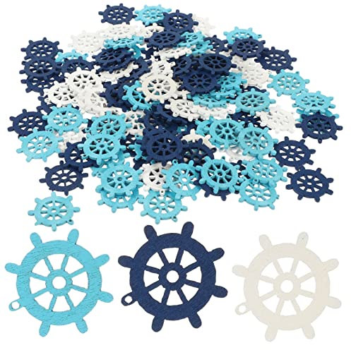 KONTONTY 100pezzi Decorazione Timone Nautico in Legno Pendente Timone Artigianale Decorazione in Stile Marino da Appendere alla Parete Ornamento da Parete in Legno per Camera Letto e Soggio