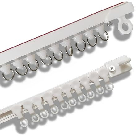 Selbstklebende Vorhangschiene, Gardinenschiene 1 Läufig, Set Deckenschiene Gardinenschiene Ohne Bohren, für Vorhangschiene Etagenbett Erkerfenst (Seitliche(Keine Lochung), 70cm)