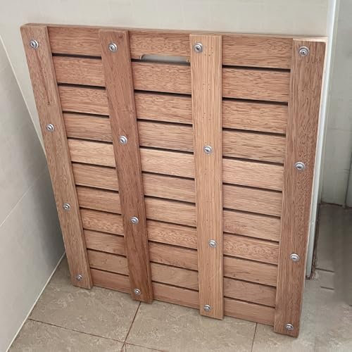 Tarima Ducha Alfombrilla de Ducha de Madera de Cedro con Base Antideslizante, Alfombrilla de Ducha de Madera Grande y Pesada, Rejilla de Drenaje de Madera de Secado Rápido para Baño, Piscina(100cmx80c