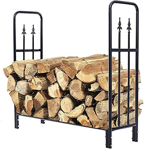 Kaminholzregal, Holzregal aus Schmiedeeisen, robust für den Innen- und Außenbereich, große Holzablage für Kamine, robust und langlebig