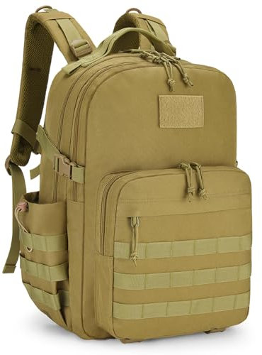 Wiserset Taktischer Rucksack, 40 L Militär Outdoor Rucksack, großer Tagesrucksack für Herren und Frauen, Wanderrucksäcke mit Wasserflaschentasche, army rucksack für Camping, Wandern, Jagen, Khaki