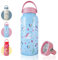 OcTecho Metal Water Bottle 1L,Insulated Water Bottles Stainless Steel for 12h Hot & 24h Cold Drinks, Double Vacuum Thermos Flask Water Bottles Leakproof Lid, BPA Free for Sports/Travel/Work-Blue Sea