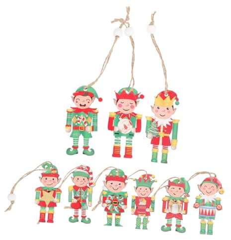MAGICLULU Holz Christbaumschmuck Mit Hängezeichen Und Anhängern Für Weihnachtsbaumdeko Weihnachtspartyschmuck Zum Aufhängen Weihnachtsbaumschmuck Für Heimdekoration