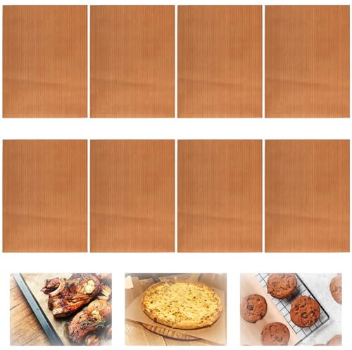 8 Sheets Oven Tray Liners, Silicone Baking Sheets, Reusable Baking Mats Non Stick for Baking Tray Liner for Bread, Biscuits, Meat (30 * 40cm)