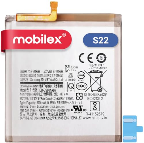 MOBILEX Akku EB-BS901ABY für Samsung Galaxy S22 5G / SM-S901, 3700 mAh, OEM, interner Ersatz mit Klebstoff, Originalkapazität