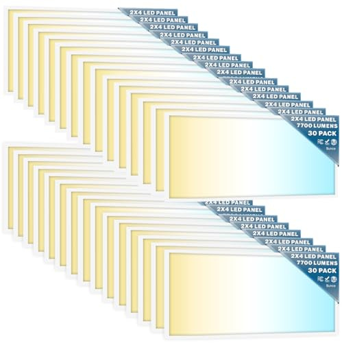 Sunco 30 Pack 2x4 LED Flat Panel Light Drop Ceiling Office Fixture, 7700 LM, Selectable Features, 40W/50W/60W, 4000K/5000K/6000K, Dimmable (0-10V), Dustproof ETL.