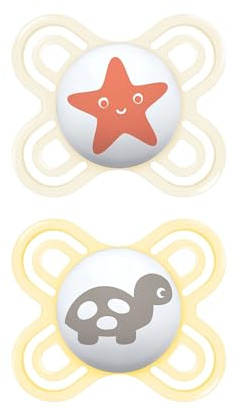 MAM Perfect Start Schnuller 0-2 Monate, 2er Set, Neutral | Mit tragbarer Schnullerhalterung, ultradünner und flexibler Sauger, SkinSoft Silikon, BPA-/BPS-frei