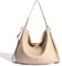 David Jones - Schultertasche Hobo Damen - Handtasche aus weichem Kunstleder - Einkaufstasche Shopper mit Langem Henkel - Umhängetasche Henkeltasche große Größe - Klassisch Praktisch - Beige