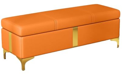 Sitzbank für Schlafzimmer Wohnzimmer Schlafzimmer-Aufbewahrungsbank, Ende des Bettes, Leder, Sofabank, Fenster, Sitzgelegenheit, Kamin, Spielzeugaufbewahrung... Bettbank(Orange,80*40*45cm)