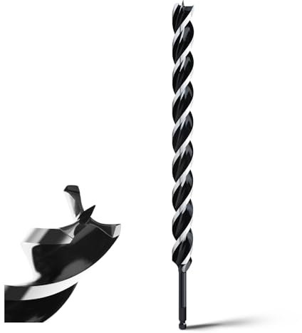 MOXPIFY 20x460mm Holzbohrer Holzschlangenbohrer für Weichholz, Hartholz mit Zentrierspitze und E 9.5 Schaft