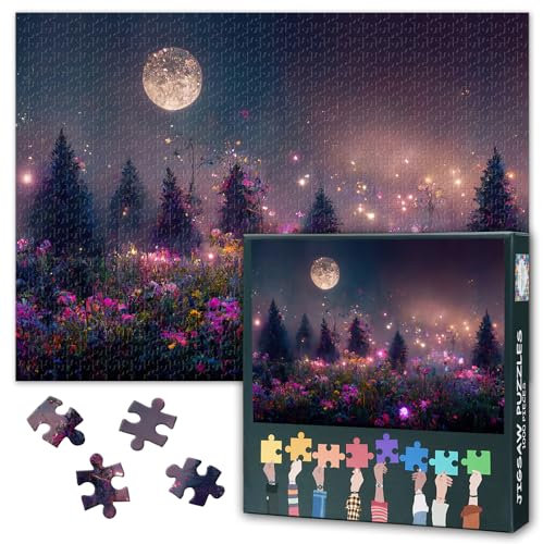 Jigsaw Puzzles 1000 Pieces for Adults, Moonlight Wilderness Scenery Adult Jigsaw Puzzle, Intellectual Educational 1000 Piece Puzzle, Finished Size 50x70cm