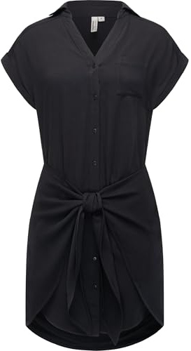 Ragwear Damen Kurzarm Sommerkleid kurzes Blusenkleid mit Taillenband und Brusttasche Bahaya YOUMODO XS-XXL