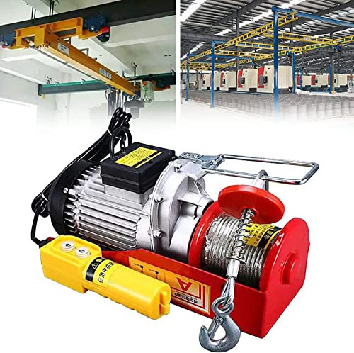 MYVVKIA Kleiner elektrischer Hebelift für den Heimgebrauch, 510 W Mini-Elektroseilzug, elektrische Winde mit Kabelsteuerung und automatischer Bremse, 220 V Innenkran (Farbe: 200 kg/12 m) (