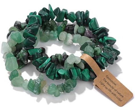 ZENGSING 3 Stück Edelstein Armband, 4mm Stretch Armbänder, Perlenarmband, Armband Heilsteine Damen, Paar/Freundschafts/Partner Armbänder (Malachit)