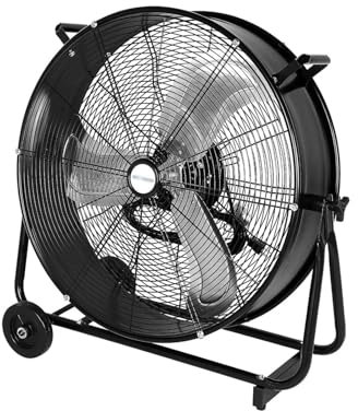 Industrial Floor Fan Industrial Electric Fan 24 High Velocity Drum Fan 8100 CFM 3-Speed Industrial Heavy Duty Metal Shop Fans Heavy-Duty Fan(Black)