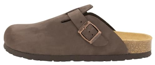 piece of mind Herren Hausschuh Comfort – Clogs mit Ergonomischem Kork-Latex-Fußbett, Pflanzlich Gegerbtem Nubukleder & Rutschfester Vibram-Sohle, Für Innen & Außen