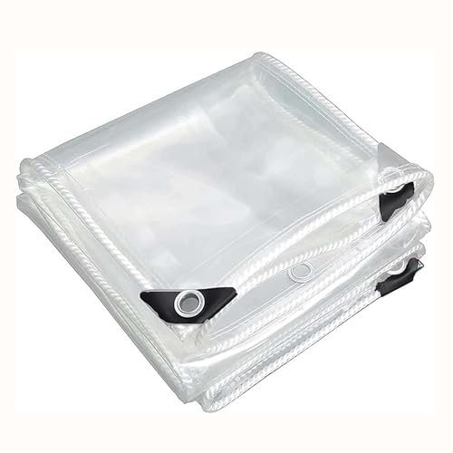Amunpitic Telone Impermeabile 2.3x3.5m, Telone PVC Trasparente per Esterno, Telo Trasparente Occhiellato, per Balcone, Gazebo, Serra, Giardino Mobili