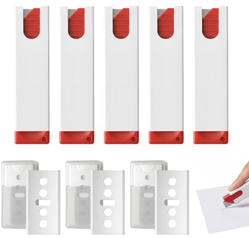 5 Stück Cuttermesser mit Klingeneinzug, Mini Sicherheitsmesser mit 30 Ersatzklingen Cutter, Automatischer Klingen Rückzug Universalmesser, Extra Scharf Messer für Büro und Zuhause