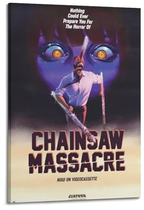 HUASYERRHW Kettensägen-Massaker-Poster, Wandkunst, Dekor, Leinwand, für Wohnzimmer, Schlafzimmer, Poster, 50 x 75 cm, Rahmenstil