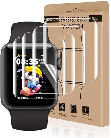 Carantee Schutzfolie für Panzerglas für Apple Watch Series 4/5/6/se/se2 (44mm), 4 Stück Blasenfreie Schutzglas, Anti Kratzer, Flexible TPU, Sensitive Touch, HD-Klar Apple Watch 44mm Displayschutz