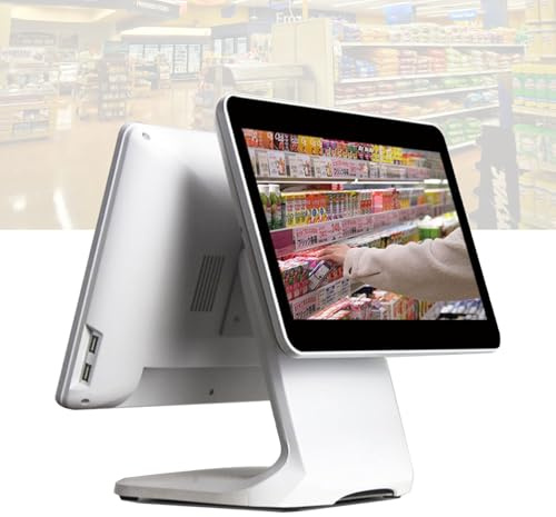 Ankewuei Kassenmonitor mit Dual-Screen-Touchscreen, Kassensysteme, 15,6 Zoll (39,6 cm), CPU N2930, 4 GB Ram, 64 GB SSD, für Einzelhandel, Gastronomie, Gastgewerbe