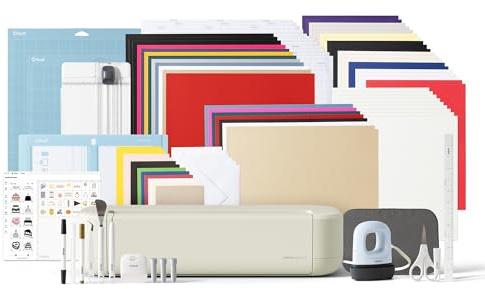 Cricut Explore® 5 Ultimate Bundle + Digitale Inhalte, Intelligente Schneidemaschine mit Heißpresse für DIY-Bastelprojekte, Vinyl-Aufkleber, T-Shirts, vollfarbige Sticker & Karten