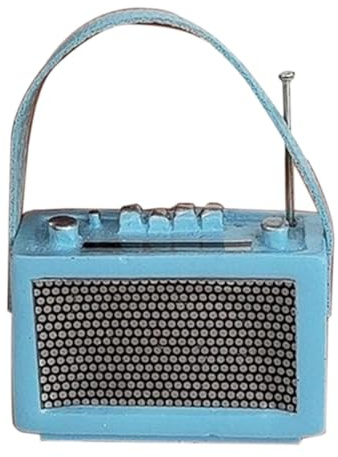Zxpjkyu Miniaturradio Puppenhaus Zubehör Mini Radio Modell Schallplattenspieler Ornament Kunstharz PU für Kinderzimmer Wohnzimmer Fotorequisite, Blau