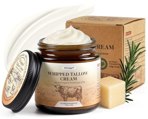 Beef Tallow Cream Skin Care 120g 100% Grass-Fed Beef Tallow | Natural Moisturiser with Niacinamide & Hyaluronic Acid, Face Cream & Body Cream