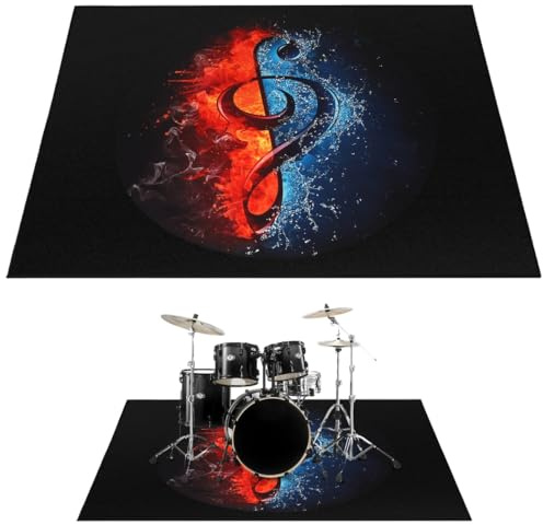 Vestamore Drum Rug Mat for Electronic Drums and Drum Sets, 119.4 cmx160.0 cm Sound-Dampening Drum Carpet Pad, Textured Woven Fabric Floor Protector, Suitable for Proberaum And Music Studios