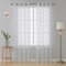 Deconovo Voile Gardinen mit Ösen Bestickte Vorhänge Vorhang Transparent Vorhang Leinenoptik Stern, 229x140 cm(HöhexBreite), Hellgrau, 2er Set