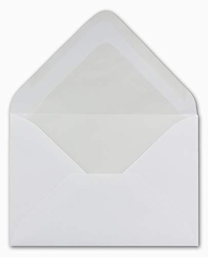 50 DIN B6 Briefumschläge mit Seidenfutter weiß 12,5 x 17,6 cm 80 g/m² Nassklebung Post-Umschläge ohne Fenster ideal für Weihnachten Grußkarten Einladungen von Ihrem Glüxx-Agent