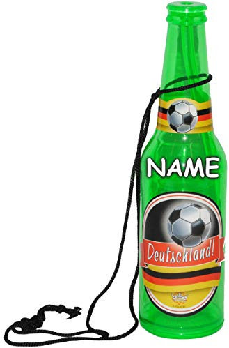 alles-meine.de GmbH Bierflasche - Tröte - Deutschland - inkl. Name - wie Trillerpfeife/Fußballtröte - Fanfare/Stadiontröte Stadion Spiel - Vereinsspiel - Fußball Kindergeburt..