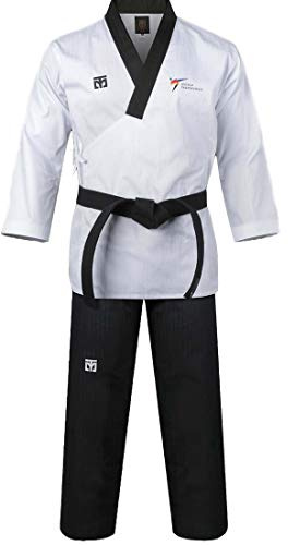 MOOTO Korea Taekwondo Poomsae Uniform WT Logo Taebek Dan MMA Kampfsport Karate Judo Kickboxen (190 - 199 cm)