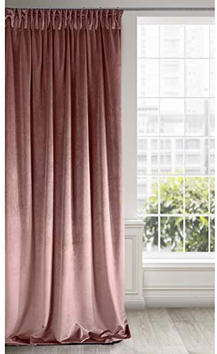 Eurofirany RIA Blickdicht Samtvorhang mit Kräuselband-1 STK. Einfarbig Thermogardine, Verdunklungsvorhänge, Wohnzimmer, Schlafzimmer, Lounge, 290 g/m2, Velvet, DUNKEL ROSA, 140x270cm