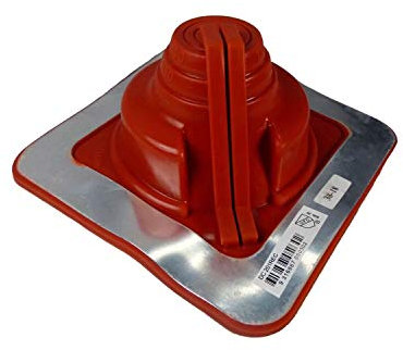 DEKTITE DC201REC Eckige Sockel-Kombi-Rohrmanschette, aus Silikon, hohe Temperatur, flexibel, Rot