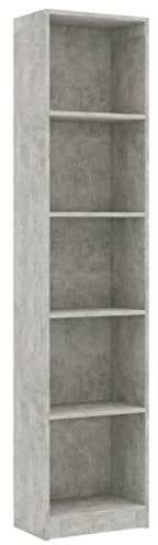vidaXL Libreria a 5 Ripiani Grigio Cemento 40x24x175 cm in Truciolato