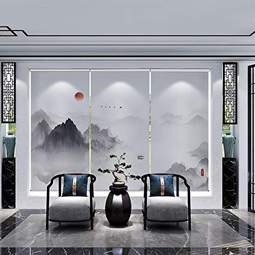 XXSC-ZC Demi-Shading roulants Stores, 3 Paires, la Peinture de Paysage Patterns Rideau, de Protection Solaire et Anti-UV Stores ménagers,A,100 * 200cm