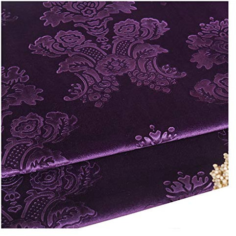 Tessuto in Velluto Goffrato Tappezzeria Tessuto al Metro 140cm Larghezza Stile Vintage Per L'Home Decor, Artigianato da Cucito, Divano Copertura, Tenda(Color:VIOLA SCURO)