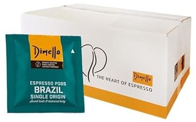 Dimello Brazil Single Origin Paper Coffee Pods - 50 Premium Arabica Espresso ESE Pods, Smooth, Balanced & Sweet, Eco-Friendly Single Serve Pods