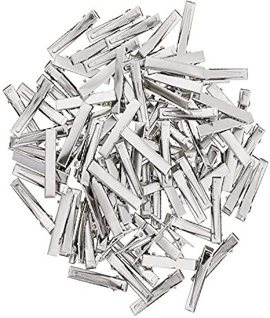 JZK 50 x silberne Entenschnabel-Haarspangen aus Metall, 6 cm, Krokodil-Haarspangen für den Heimsalon und DIY für Mädchen und Frauen