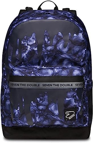 Zaino Scuola Seven Reversibile Drizzly Nero Viola 44x33x16 cm con Cuffie Wireless e Portachiavi Omaggio
