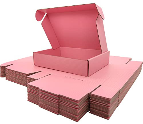 Lmuze Kleine rosa Versandkartons für kleine Unternehmen, 25 Stück, 22,9 x 15,2 x 5,1 cm, Wellpappe, Versandkartons für Versand, Verpackung, Handwerk, Geschenke, Produkte