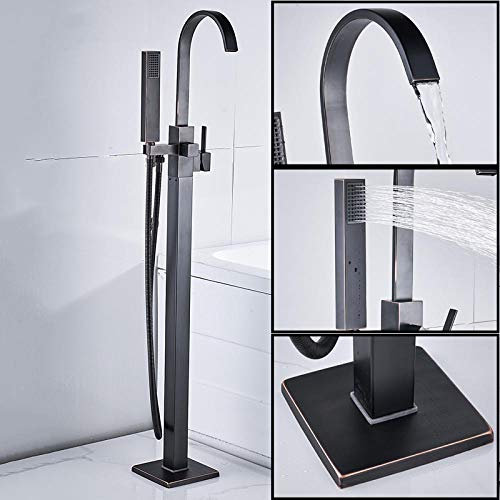 Baignoire Robinet Sur Pied Mitigeur Mitigeur Mitigeur Cascade Noir Baignoire Douche Robinet Mélangeur Robinet Baignoire Douche