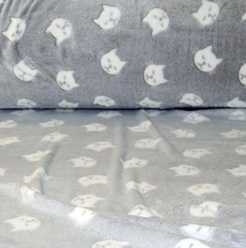 HEKO PANELS Fleecestoff Meterware Kinder Polar Fleece Meterware - Weicher Plüsch Fleece Meterware - Zweiseitige Warmer Fleece Stoff Katzen