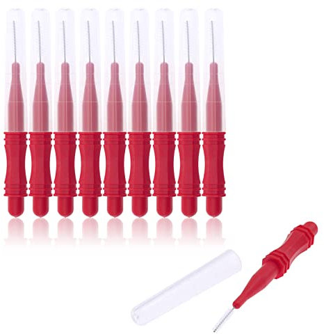 DBOO Interdentalbürste, rot, 0,7 mm, 10 Stück, Zahnstocher, Zahnseide, Kopf, Mundhygiene, Bürste, Zahnzwischenraum-Reinigungswerkzeug
