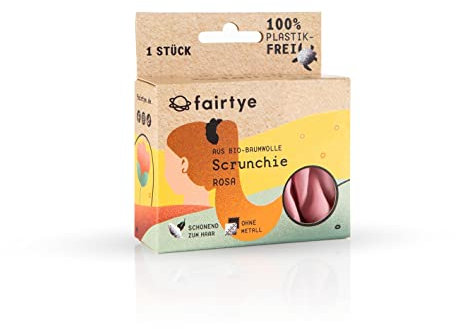 FAIRHAIR Scrunchie - rosa | Haargummi aus Bio-Baumwolle und Naturkautschuk | Ohne störendes Metall oder Naht | Schonend zum Haar und umweltfreundlich | Für vielseitige Frisuren mit starkem Halt